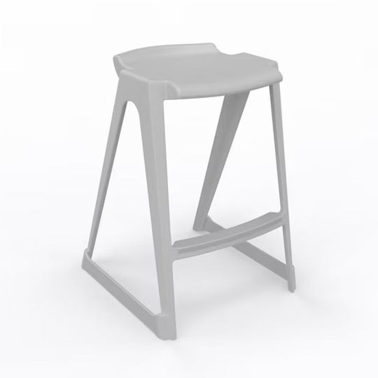 Light Grey One-Piece Polypropylene Anti-Tilt Low Back Stool - 685mm