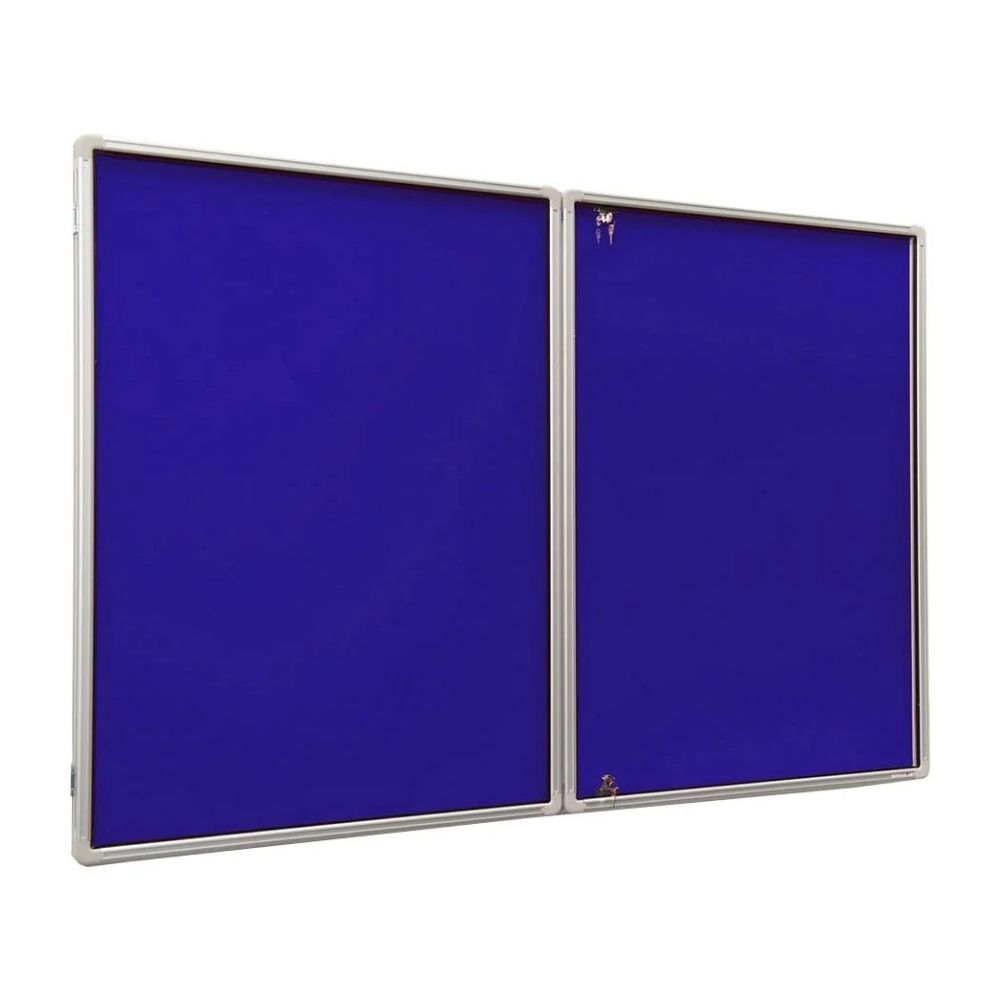 Pair of blue noticeboards with metal frames, ideal for clean and organized wall-mounted displays.