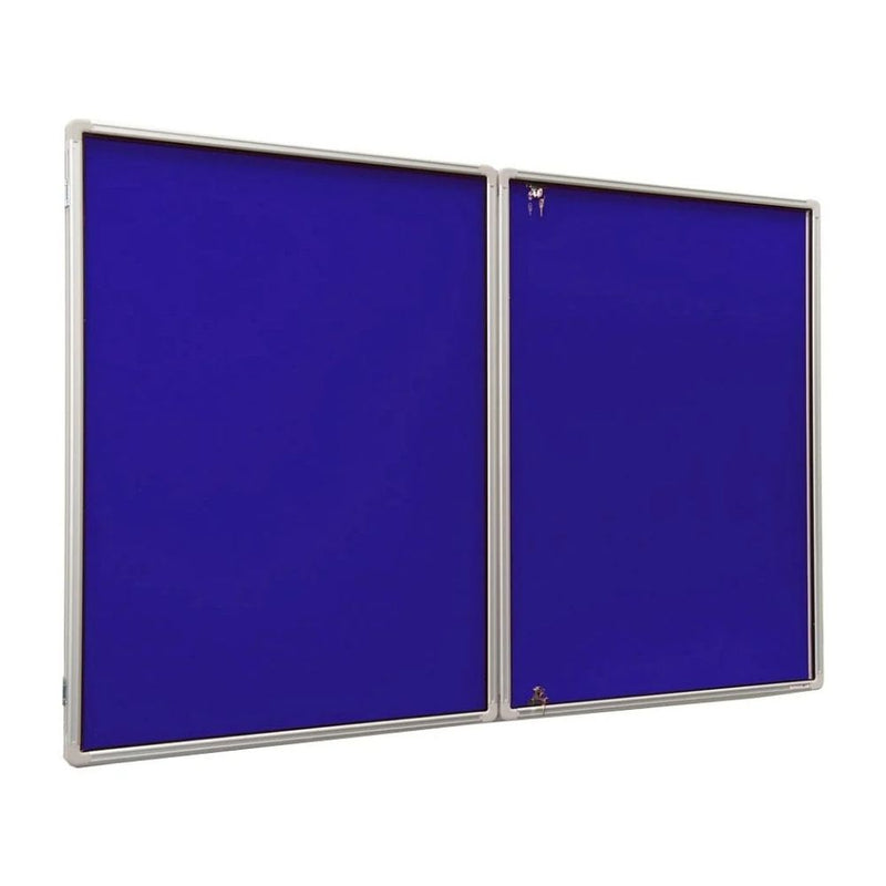 Pair of blue noticeboards with metal frames, ideal for clean and organized wall-mounted displays.