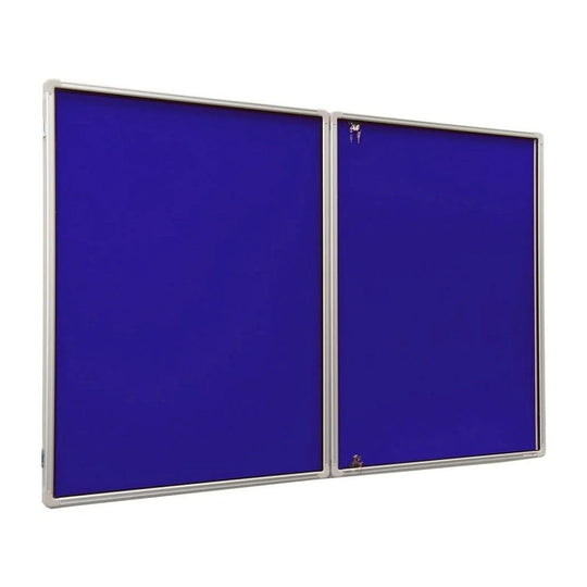 Tamperproof Blue Felt Noticeboard - 2400mm x 1200mm | Twin Door Lockable
