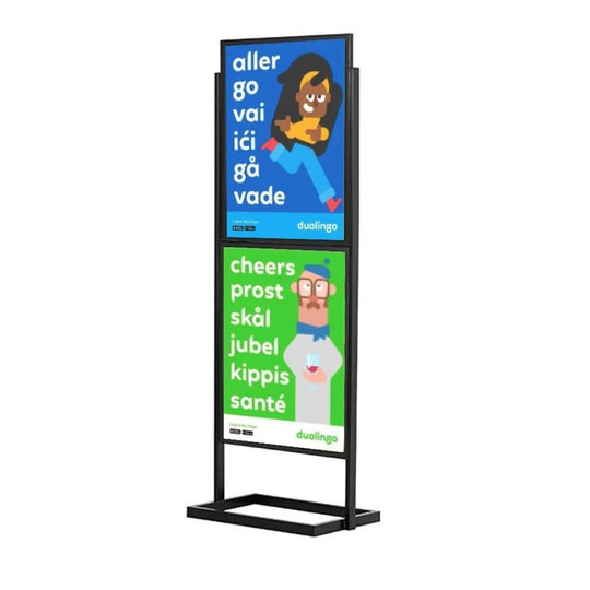 A1 Info Board Poster Display Stand 2 Tier Black | 4-Poster Sign