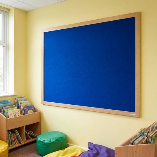 Eco-Friendly Felt Noticeboard - Blue 1500 x 1200mm - Wood Effect Frame