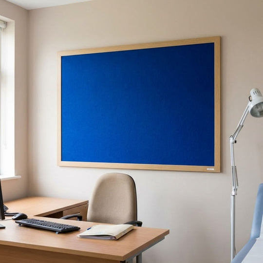 Eco-Friendly Felt Noticeboard - Blue 1800 x 1200mm - Wood Effect Frame
