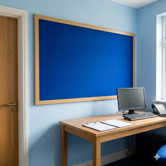 Eco-Friendly Felt Noticeboard - Blue 2400 x 1200mm - Wood Effect Frame