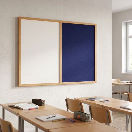 Eco-Friendly Combination Board - Blue/Whiteboard 1200 x 900mm - Wood Frame