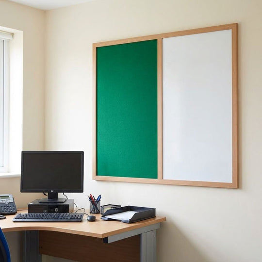 Eco-Friendly Combination Board - Green/Whiteboard 1200 x 1200mm - Wood Frame
