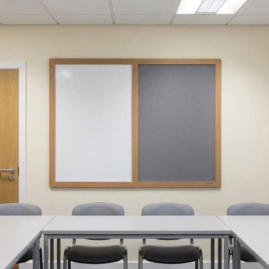 Eco-Friendly Combination Board - Grey/Whiteboard 1500 x 1200mm - Wood Frame