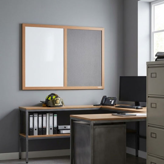 Eco-Friendly Combination Board - Grey/Whiteboard 600 x 900mm - Wood Frame