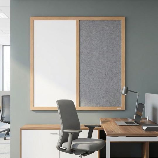 Eco-Friendly Combination Board - Grey/Whiteboard 1200 x 1200mm - Wood Frame