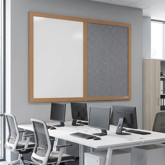 Eco-Friendly Combination Board - Grey/Whiteboard 1800 x 1200mm - Wood Frame