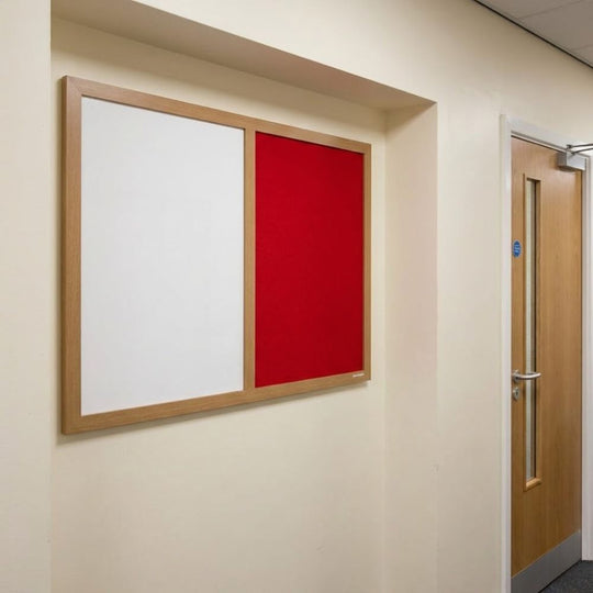 Eco-Friendly Combination Board - Red/Whiteboard 600 x 900mm - Wood Frame