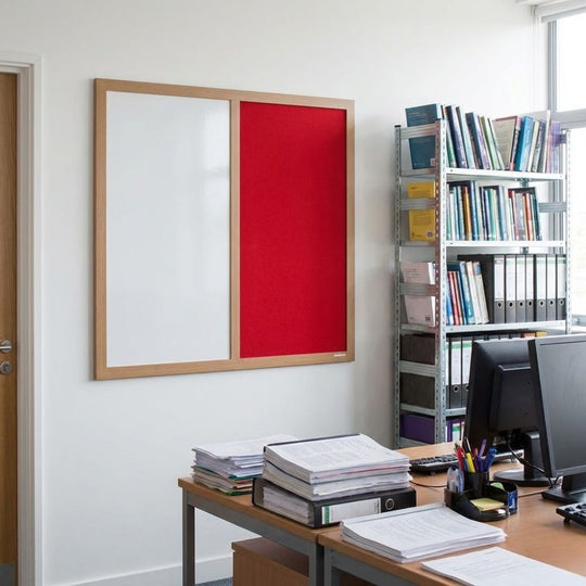 Eco-Friendly Combination Board - Red/Whiteboard 1200 x 1200mm - Wood Frame