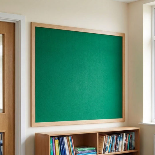 Eco-Friendly Felt Noticeboard - Green 1500 x 1200mm - Wood Effect Frame