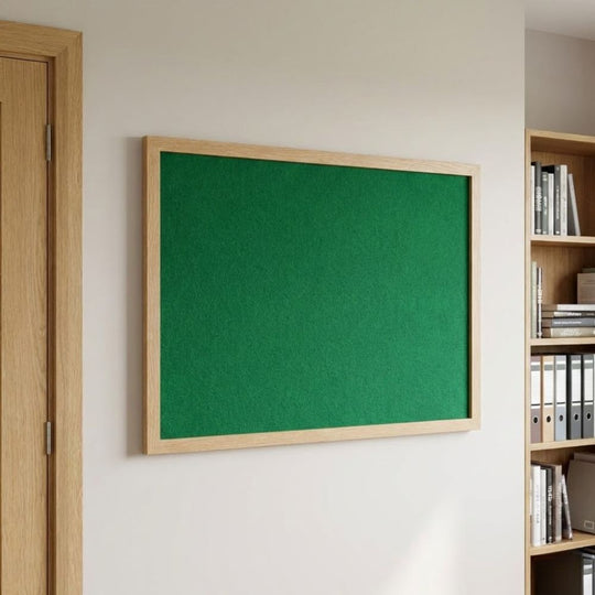 Eco-Friendly Felt Noticeboard - Green 900 x 600mm - Wood Effect Frame