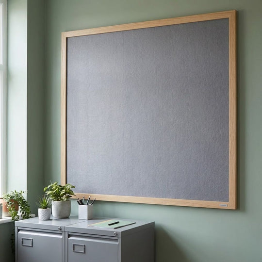 Eco-Friendly Felt Noticeboard - Grey 1200 x 1200mm - Wood Effect Frame