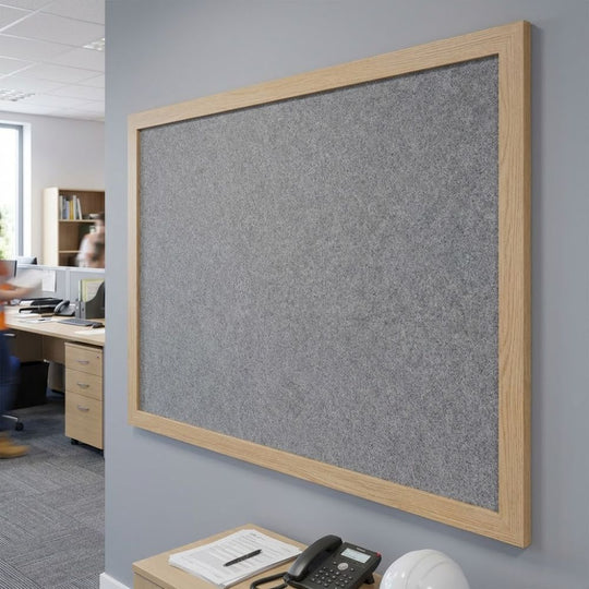 Eco-Friendly Felt Noticeboard - Grey 1200 x 900mm - Wood Effect Frame