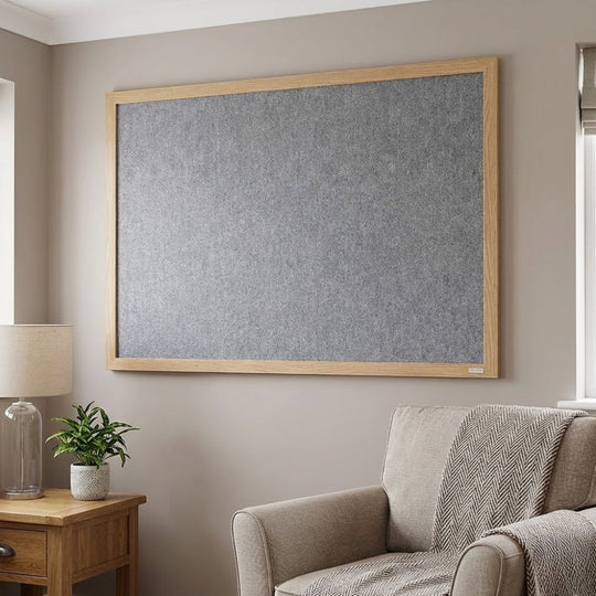 Eco-Friendly Felt Noticeboard - Grey 1800 x 1200mm - Wood Effect Frame