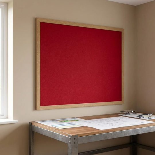 Eco-Friendly Felt Noticeboard - Red 1200 x 900mm - Wood Effect Frame