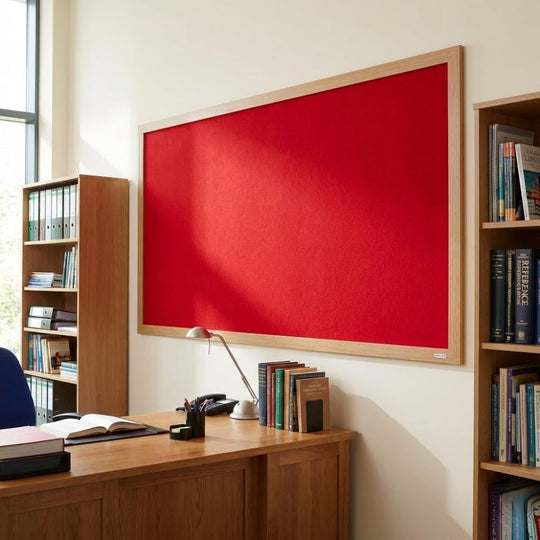 Eco-Friendly Felt Noticeboard - Red 2400 x 1200mm - Wood Effect Frame