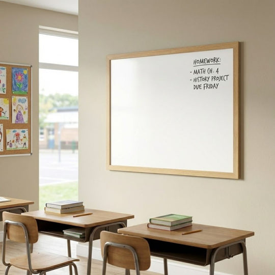 Eco-Friendly Whiteboard - 1500 x 1200mm - Wood Effect Frame