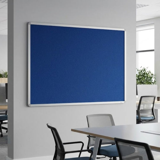 Fire Resistant Noticeboard - Blue Felt Aluminium Frame 1500 x 1200mm