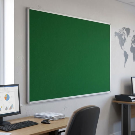 Fire Resistant Noticeboard - Green Felt Aluminium Frame 1500 x 1200mm