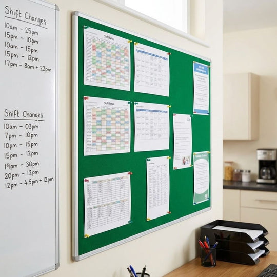 Fire Resistant Noticeboard - Green Felt Aluminium Frame 1800 x 1200mm