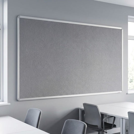 Fire Resistant Noticeboard - Grey Felt Aluminium Frame 2400 x 1200mm