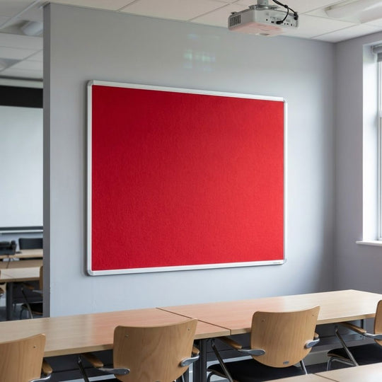 Fire Resistant Noticeboard - Red Felt Aluminium Frame 1800 x 1200mm