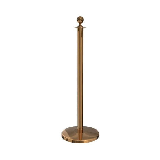 Round Top Polished Brass Rope Barrier Stanchion | Classic VIP Queue Post
