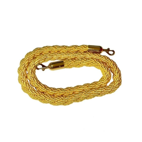 1.8m Weatherproof Barrier Rope - Gold Twisted with Brass Clips