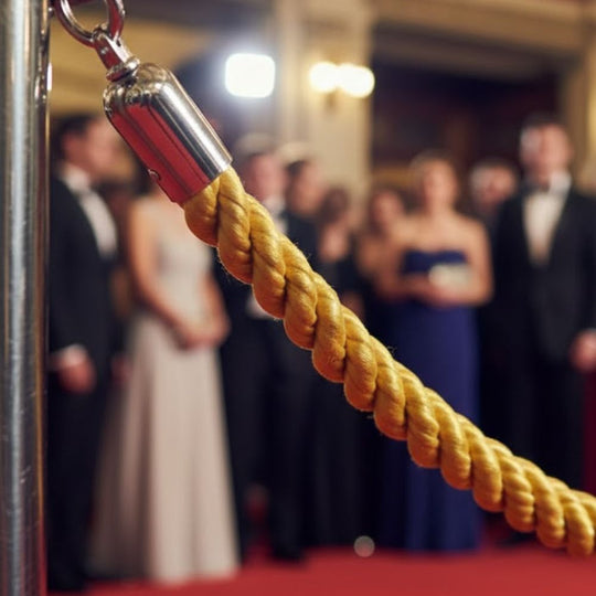 1.8m Weatherproof Barrier Rope - Gold Twisted with Chrome Clips
