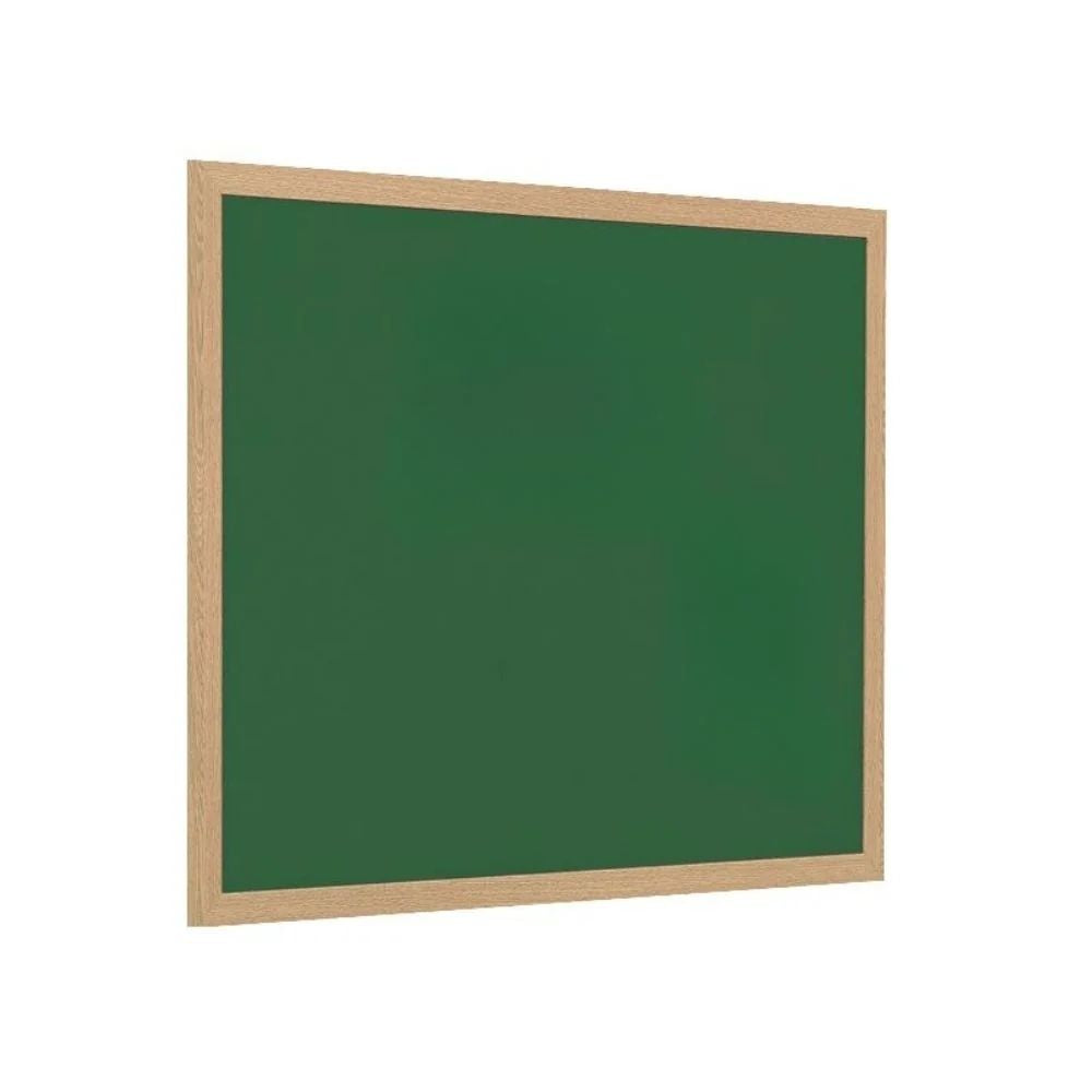 Blank green chalkboard with wooden border, designed for educational use in classrooms or training environments.