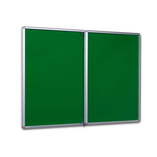 Tamperproof Green Felt Noticeboard - 2400mm x 1200mm | Twin Door Lockable
