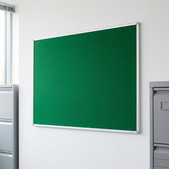 Fire Resistant Noticeboard - Green Felt Aluminium Frame 900 x 600mm