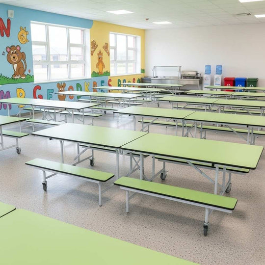 Lime Green Rectangular Foldable Mobile Canteen Bench - 5-11 Years