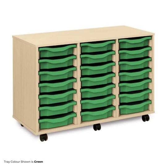 Mobile Maple Storage Unit with 21 Shallow Trays