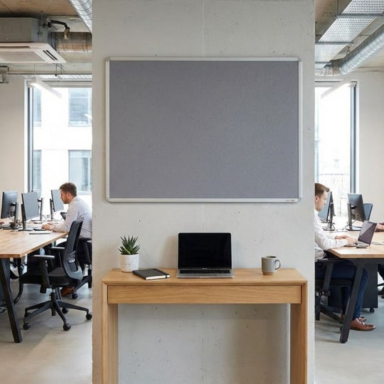 Grey Felt Noticeboard with Aluminium Frame - 900mm x 600mm