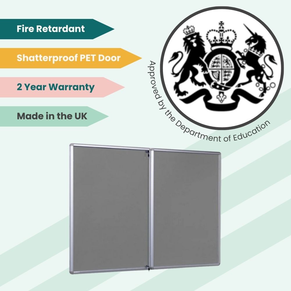 Fire Resistant Tamperproof Noticeboard - Grey Felt 1800 x 1200mm