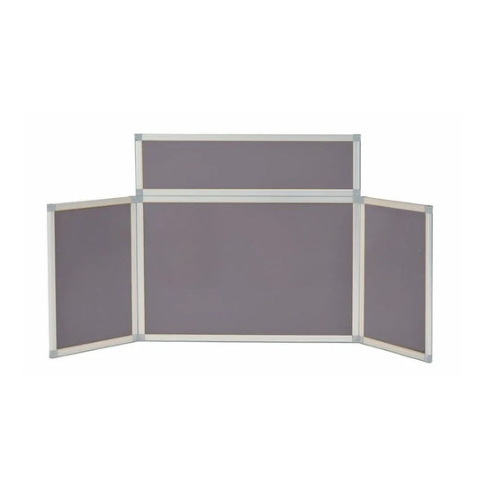 Grey 4-Panel Countertop Fold-Up Display Board - Aluminium Frame 1800 x 850mm