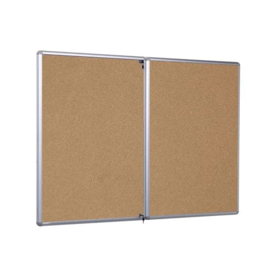Tamperproof Cork Noticeboard - 2400mm x 1200mm | Twin Door Lockable