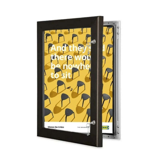 A2 Lockable Black Poster Case Notice Board (SFLA2B) | Weather Sealed