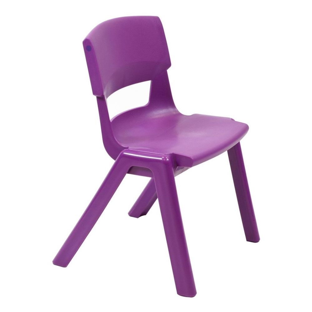 Grape purple Postura+ chair with a rich, saturated tone and sculpted plastic form, designed for vibrant learning spaces and stackable storage.
