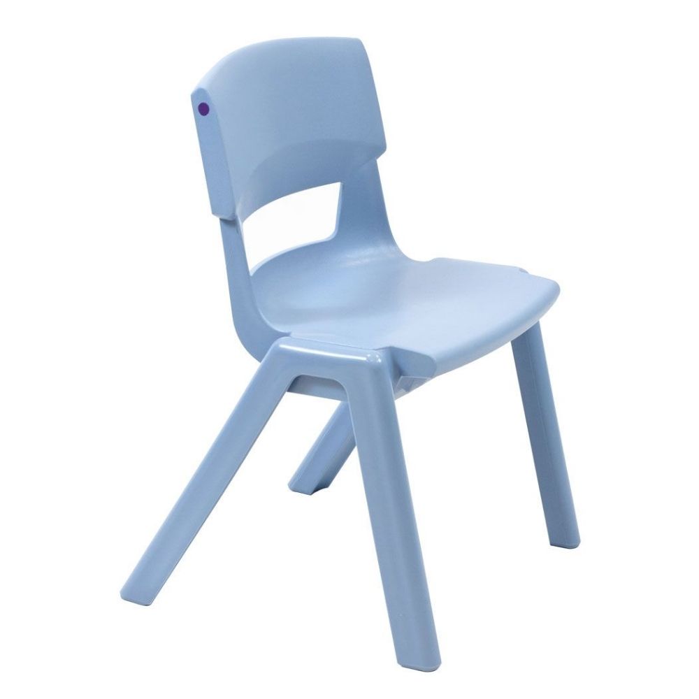 Pastel blue Postura+ chair with a soft-toned finish, curved backrest, and lightweight build, ideal for early years and creative zones.