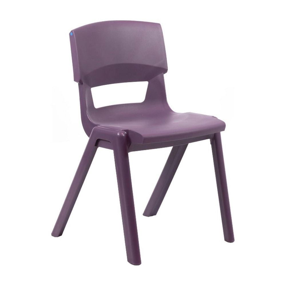Purple Postura+ chair with a rectangular backrest cut-out and contoured seat, ideal for vibrant learning spaces.