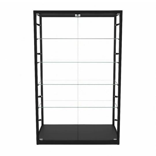 Black Aluminium Fire Rated Display Cabinet - 1200mm Wide | 10 LED Lights