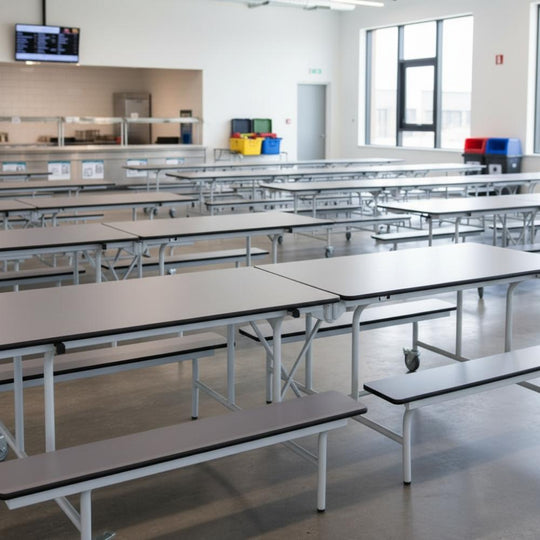 Grey Rectangular Foldable Mobile Canteen Bench - 5-11 Years