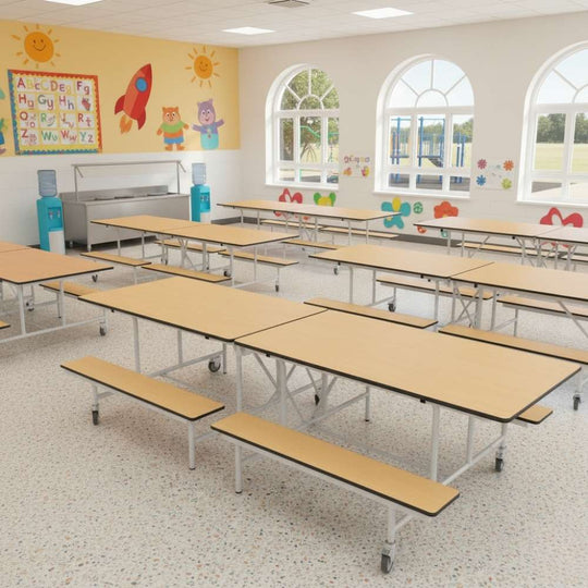 Maple Rectangular Foldable Mobile Canteen Bench - 5-11 Years