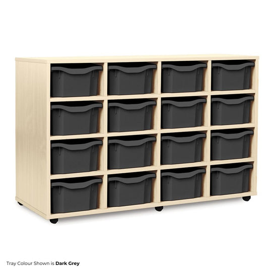 Mobile Maple Storage Unit with 16 Double Trays