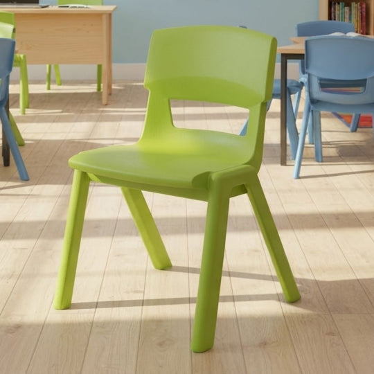 Lime Green Postura+ Ergonomic One Piece Classroom Chair -  6-8 Years
